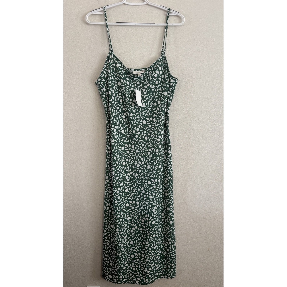Studio B by Bobeau Slip Dress Womens XL Green White Floral Midi NWT
